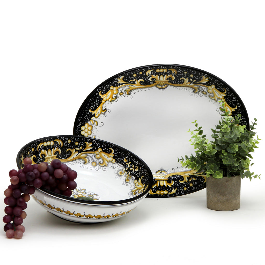 DERUTA COLORI: 2 Pieces Serving Set Bundle - BLACK/GOLD - artisticaitalian.com