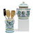 ORVIETO GREEN ROOSTER: Bundle with Utensil Holder + Biscotti Jar - artisticaitalian.com