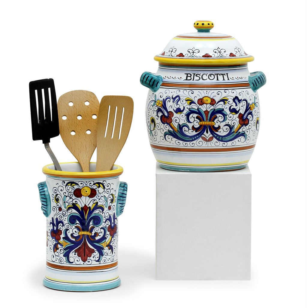 RICCO DERUTA: Bundle with Utensil Holder + Biscotti Jar - artisticaitalian.com