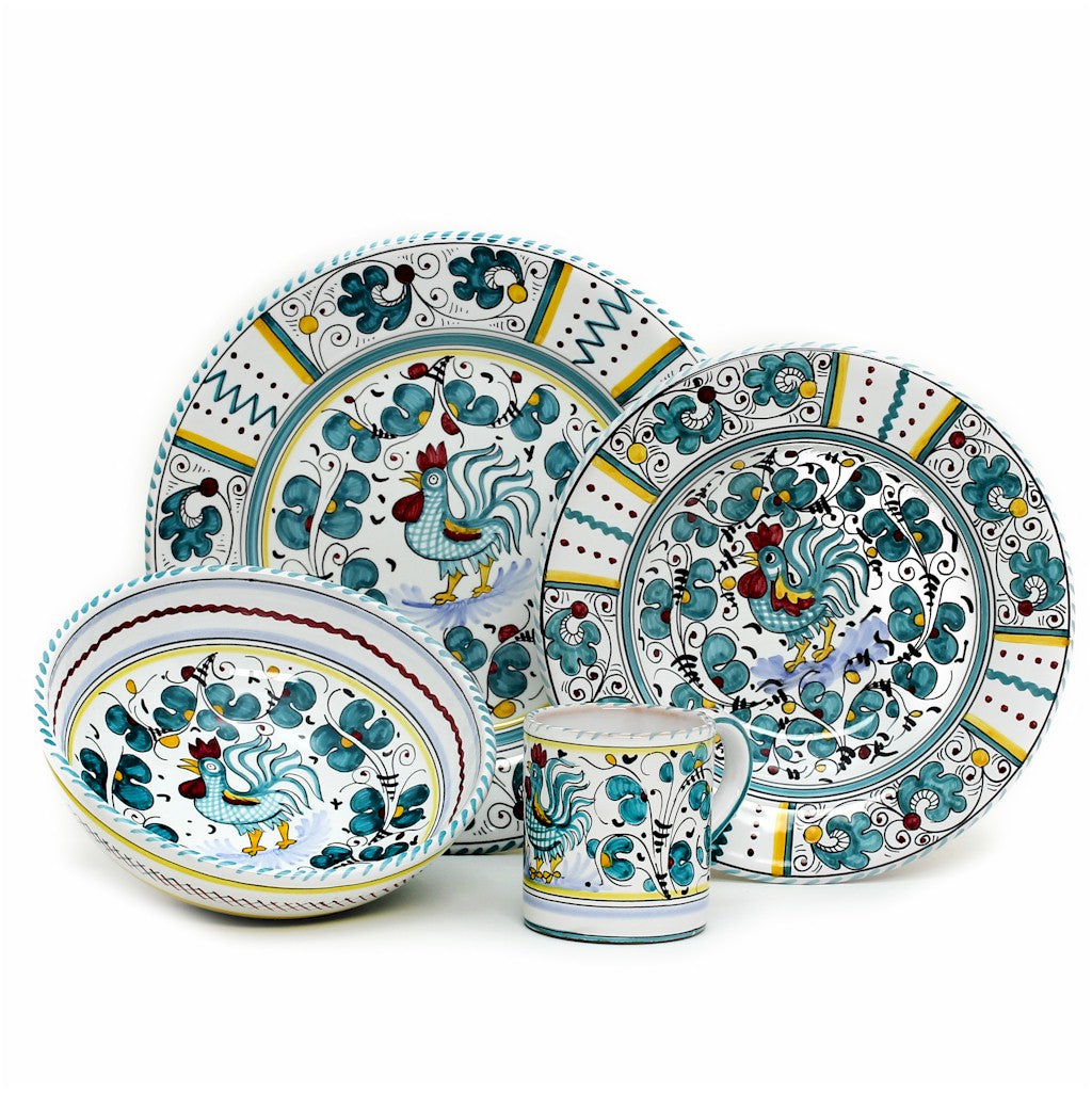 ORVIETO GREEN ROOSTER: 4 Pieces Place Setting