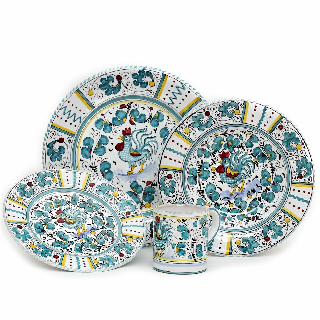 ORVIETO GREEN ROOSTER: 4 Pieces Place Setting