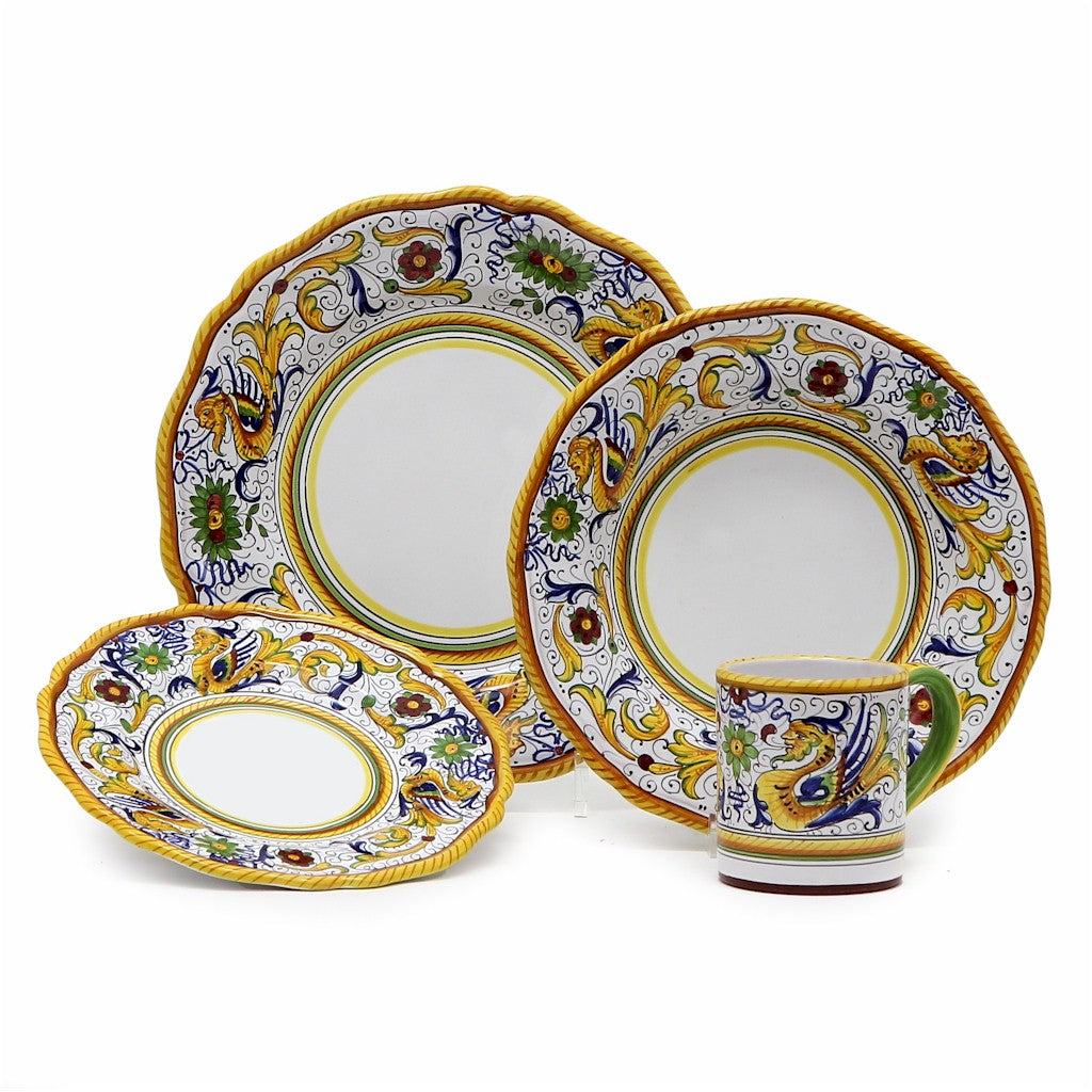 RAFFAELLESCO DELUXE: 4 Pieces Place Setting (White Center) - artisticaitalian.com