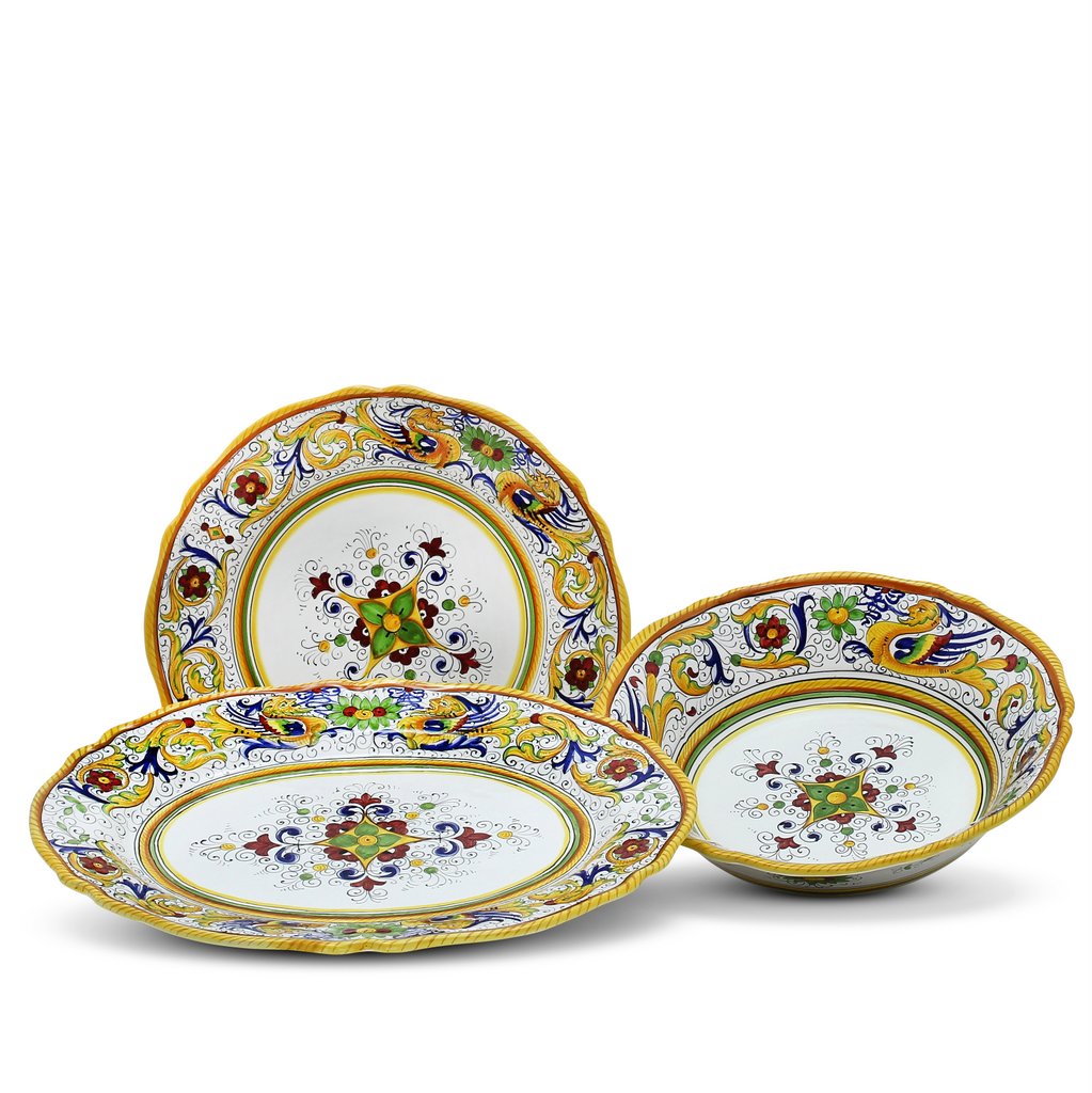 RAFFAELLESCO DELUXE: Serving Set Charger + Salad Pasta Bowl + Oval Platter - artisticaitalian.com