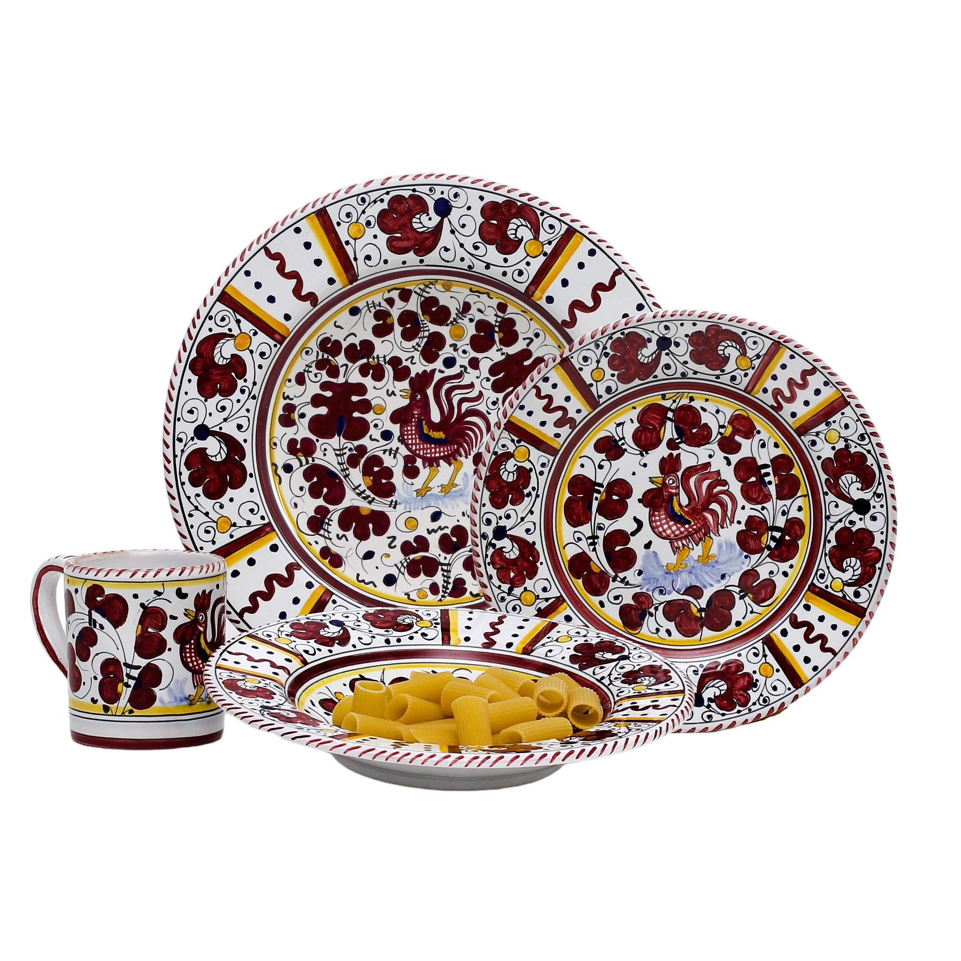 ORVIETO RED ROOSTER: 4 Pieces Place Setting