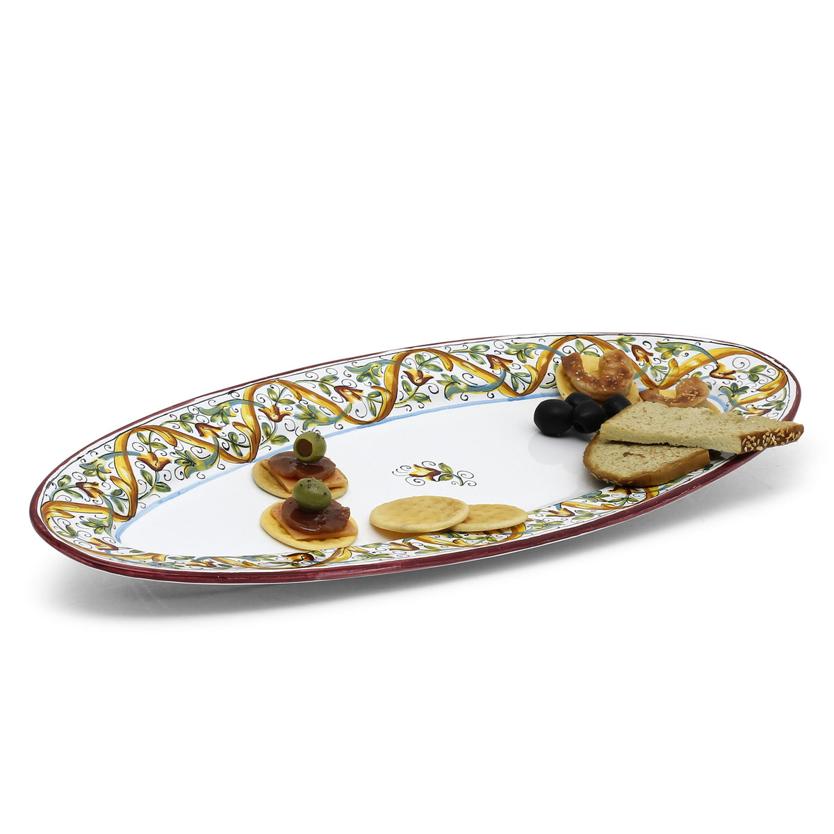 DERUTA PRIMAVERA: Fish/Hors d&#39;Oeuvres Oval Narrow Platter - artisticaitalian.com