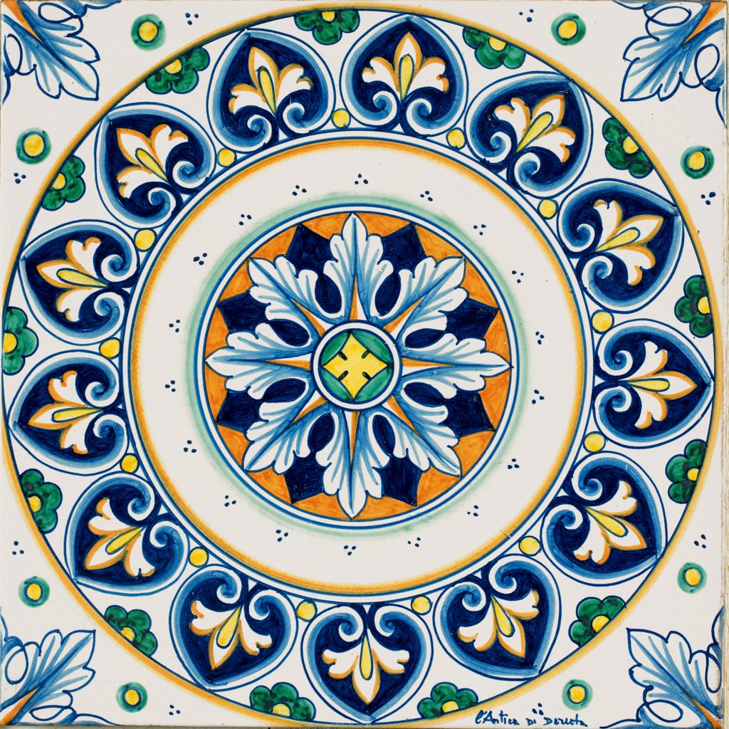 ANTICA DERUTA: Large Hand Painted Ceramic Authentic Deruta Tile - artisticaitalian.com