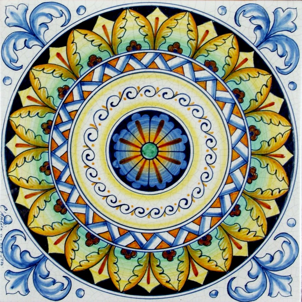 ANTICA DERUTA: Large Hand Painted Ceramic Authentic Deruta Tile - artisticaitalian.com