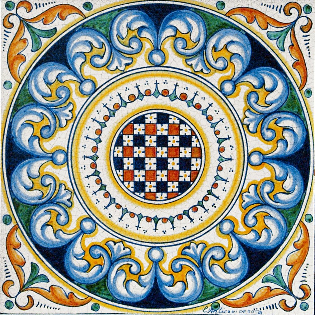 ANTICA DERUTA: Large Hand Painted Ceramic Authentic Deruta Tile - artisticaitalian.com