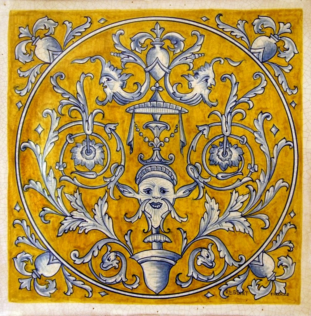 ANTICA DERUTA: Large Hand Painted Ceramic Authentic Deruta Tile - artisticaitalian.com