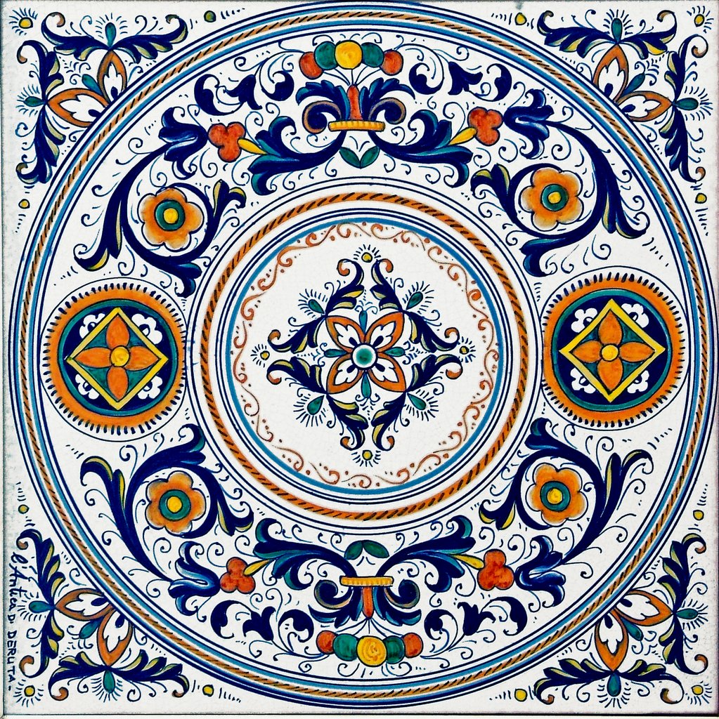 ANTICA DERUTA: Large Hand Painted Ceramic Authentic Deruta Tile - artisticaitalian.com