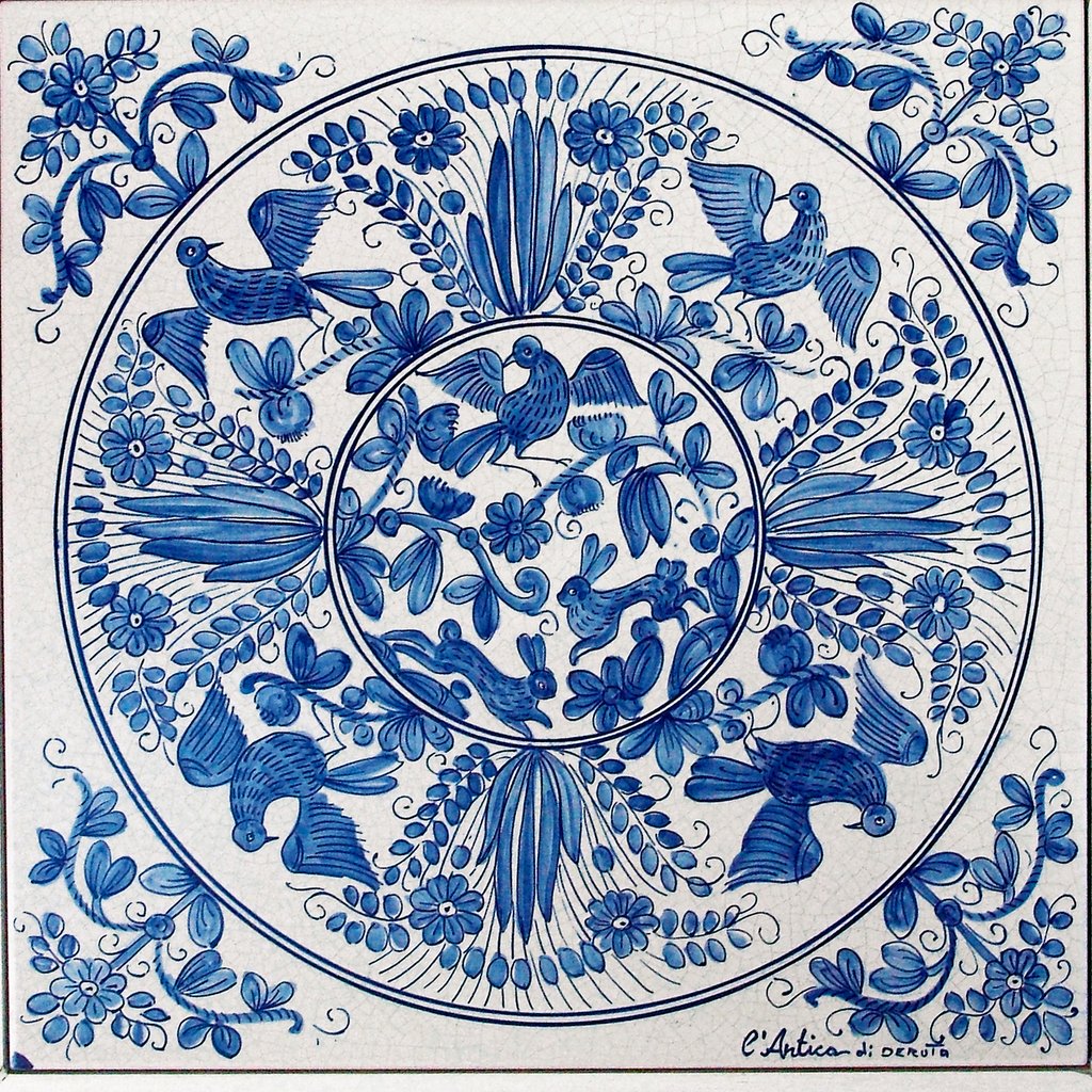 ANTICA DERUTA: Large Hand Painted Ceramic Authentic Deruta Tile - artisticaitalian.com