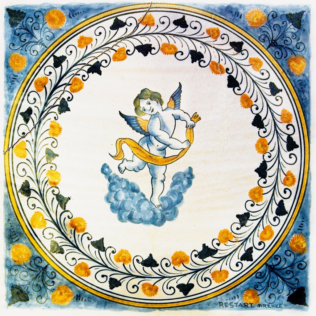 ANTICA DERUTA: Large Hand Painted Ceramic Authentic Deruta Tile - artisticaitalian.com