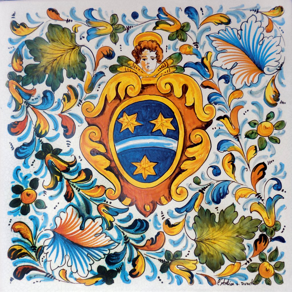 ANTICA DERUTA: Large Hand Painted Ceramic Authentic Deruta Tile - artisticaitalian.com