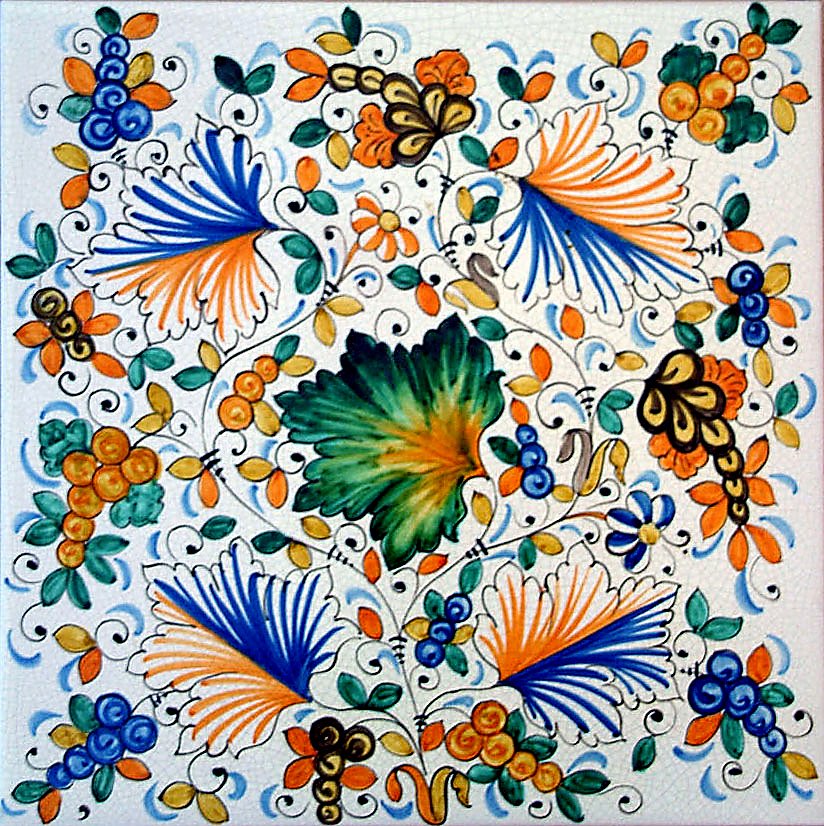 ANTICA DERUTA: Large Hand Painted Ceramic Authentic Deruta Tile - artisticaitalian.com