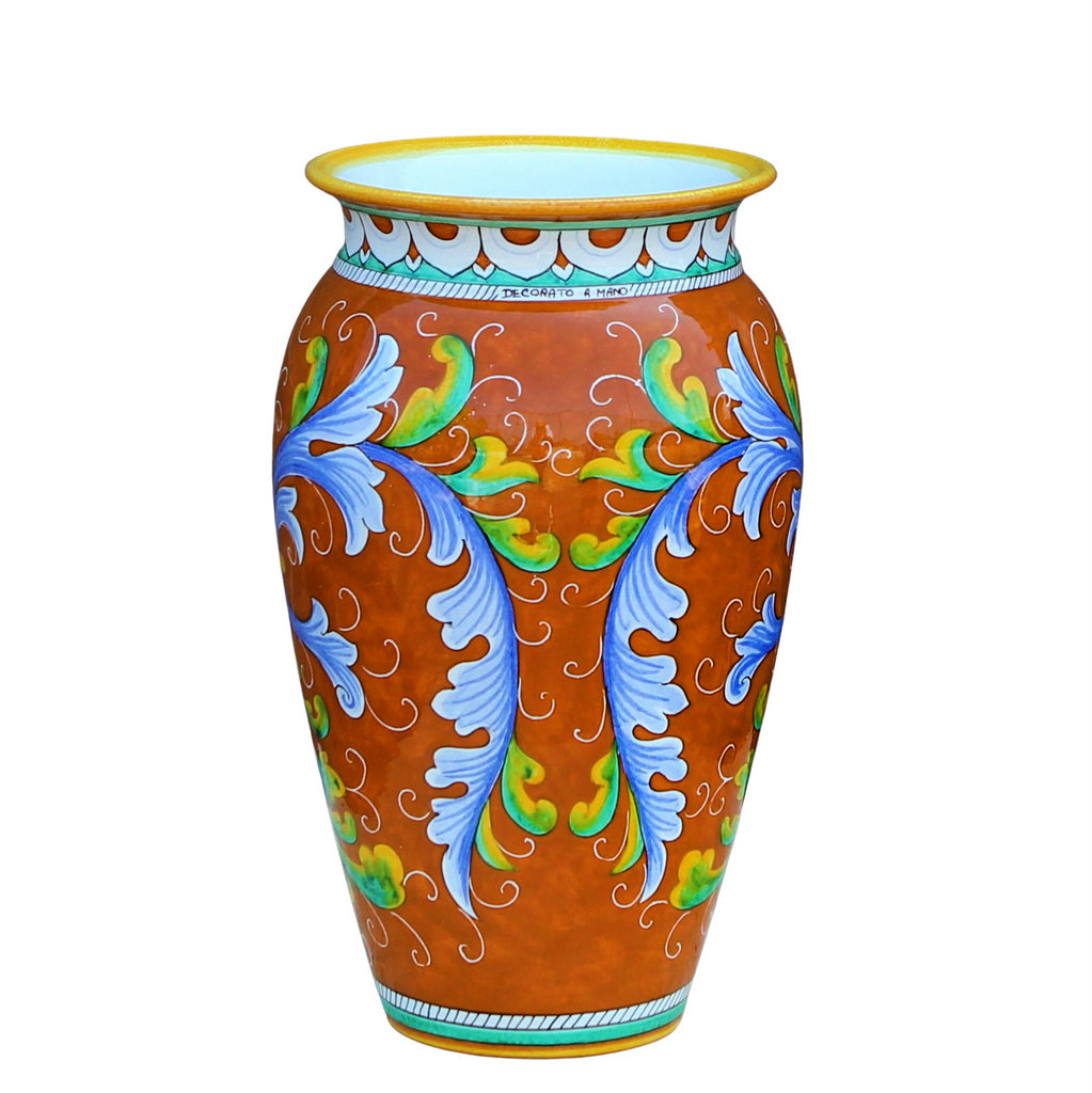 CERAMIC-ARTISTICA: Deruta Shaped Umbrella Stand Vase ANGIOLETTO Design. - artisticaitalian.com