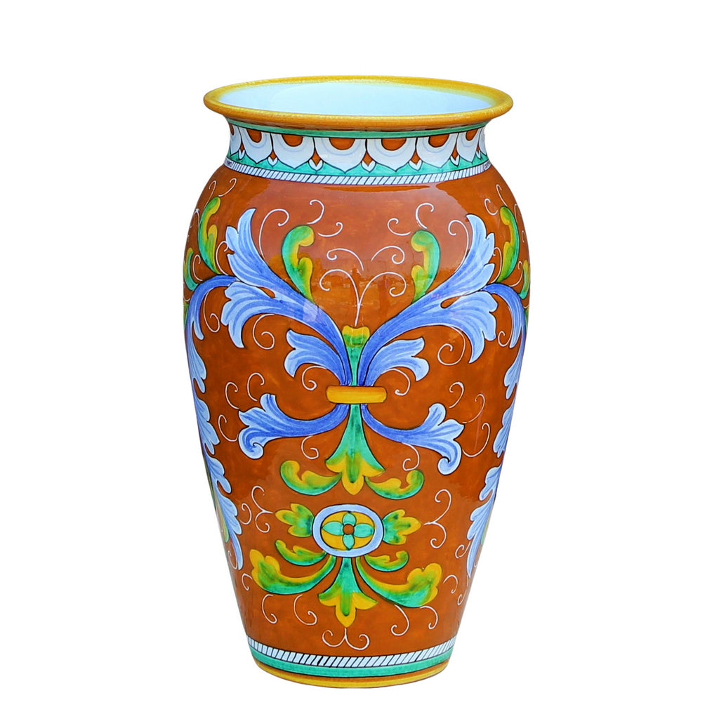 CERAMIC-ARTISTICA: Deruta Shaped Umbrella Stand Vase ANGIOLETTO Design. - artisticaitalian.com