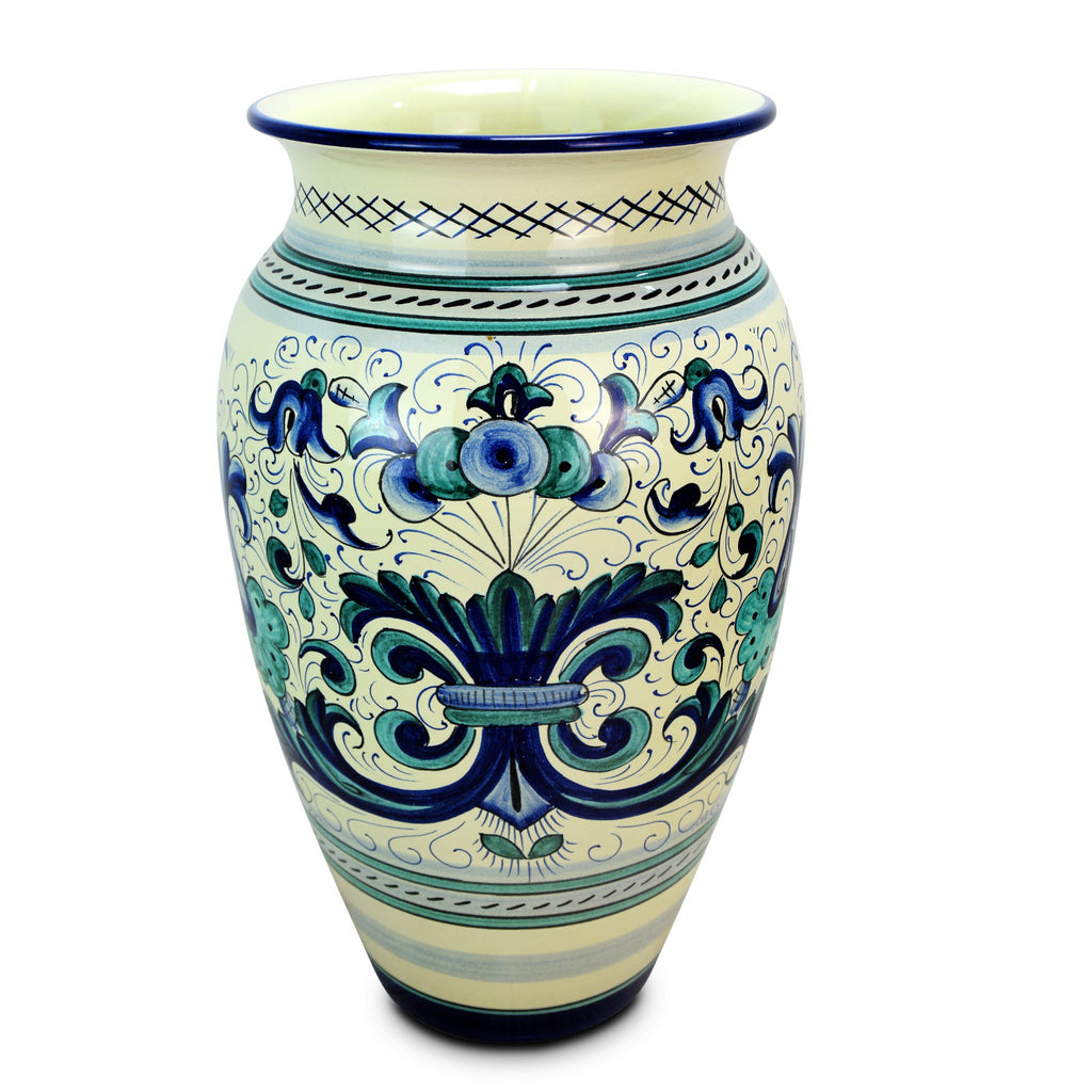 CERAMIC-ARTISTICA: Deruta Shaped Umbrella Stand Vase DERUTA VARIO BLU Design. - artisticaitalian.com