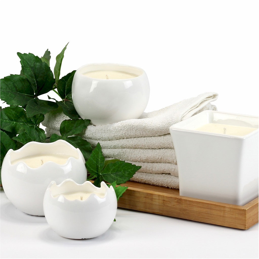 PURITY SPA CANDLE: Square Flared Candle pure White - artisticaitalian.com