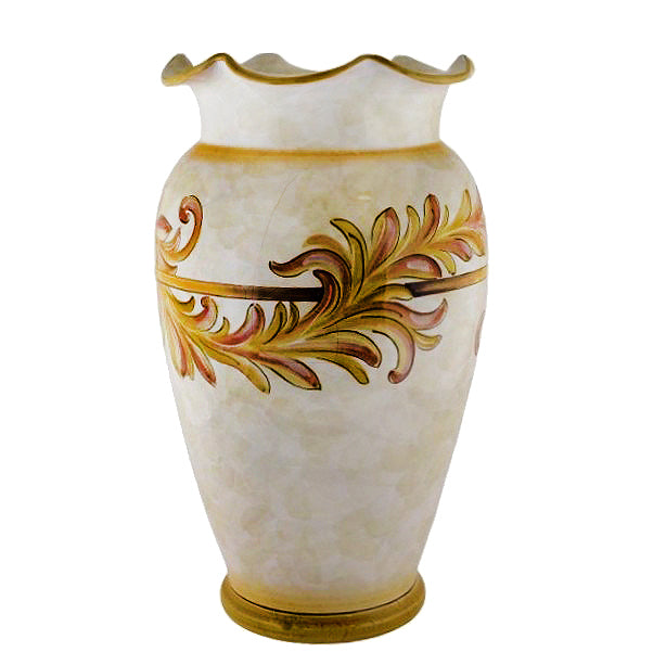 CERAMIC-ARTISTICA: Deruta Fluted Rim Shaped Umbrella Stand Vase ALTAMURA Design. - artisticaitalian.com