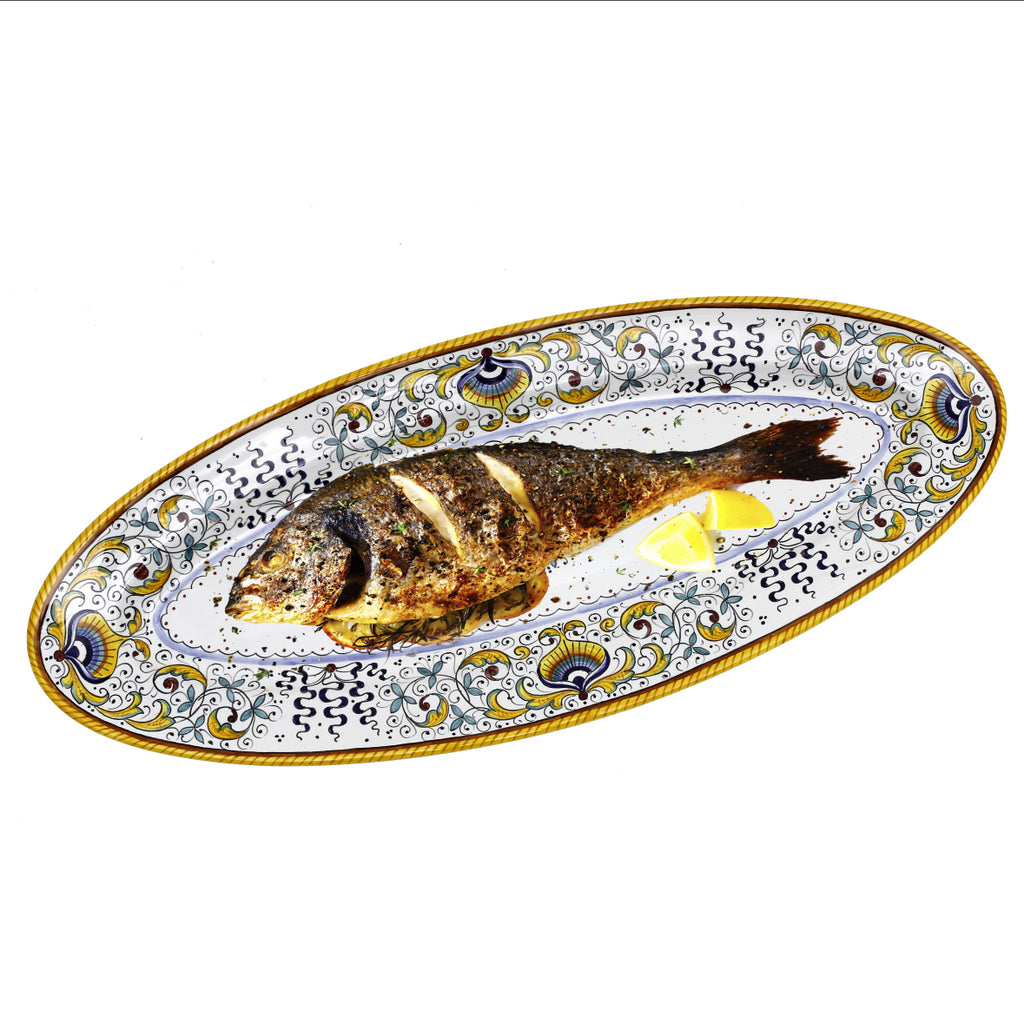 PAVOVE DELUXE: Fish/Hors d'Oeuvres Oval Narrow Platter - artisticaitalian.com