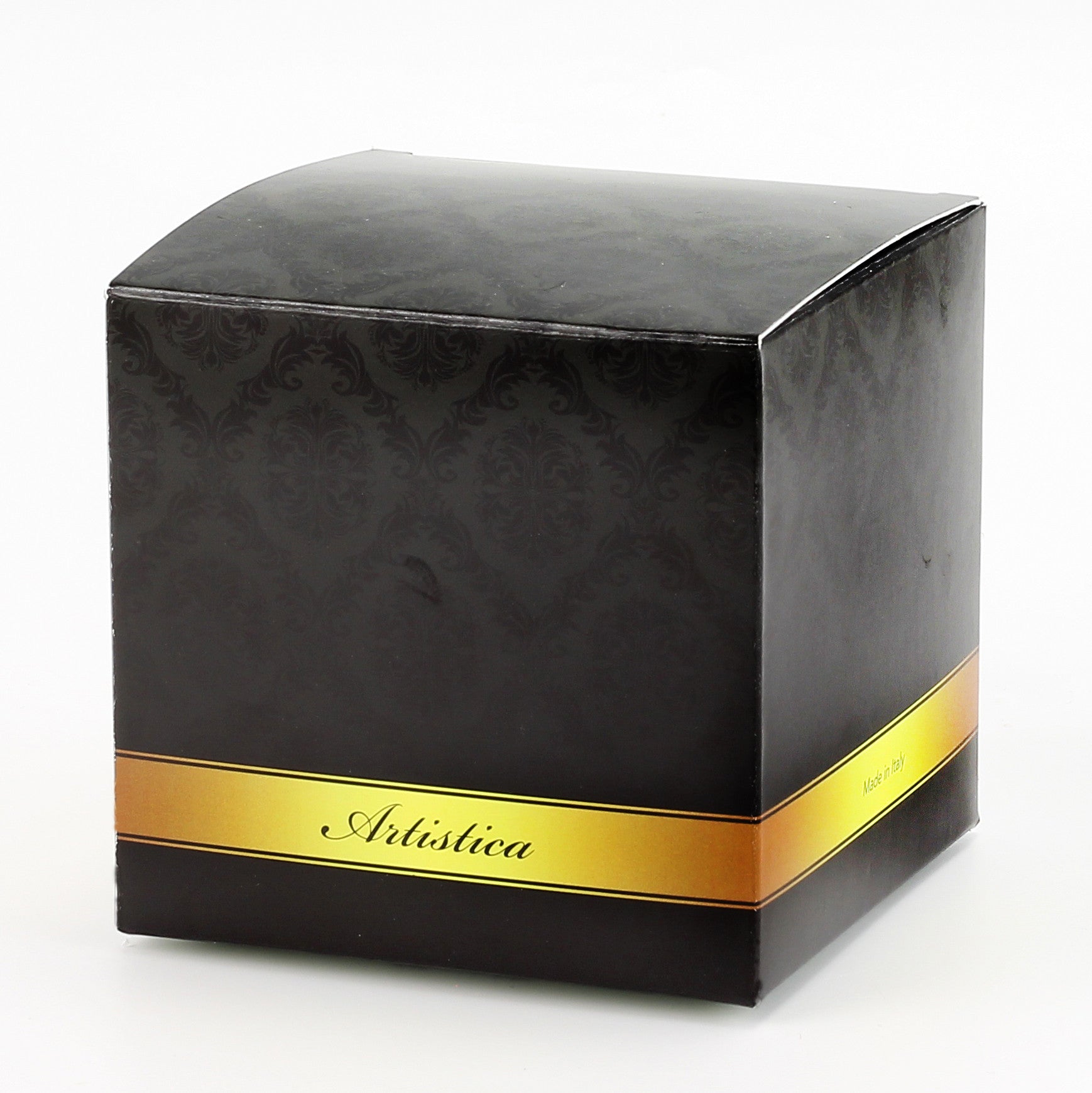 DERUTA MILANO: Large Candle Black with Hand Painted Pure Gold Stripes - artisticaitalian.com