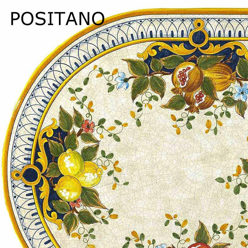 CAFE-BISTRO ROUND TABLE: Ceramic-Stone top on iron base (28" Diam. x 30" High.) in Deruta, Italy. - artisticaitalian.com