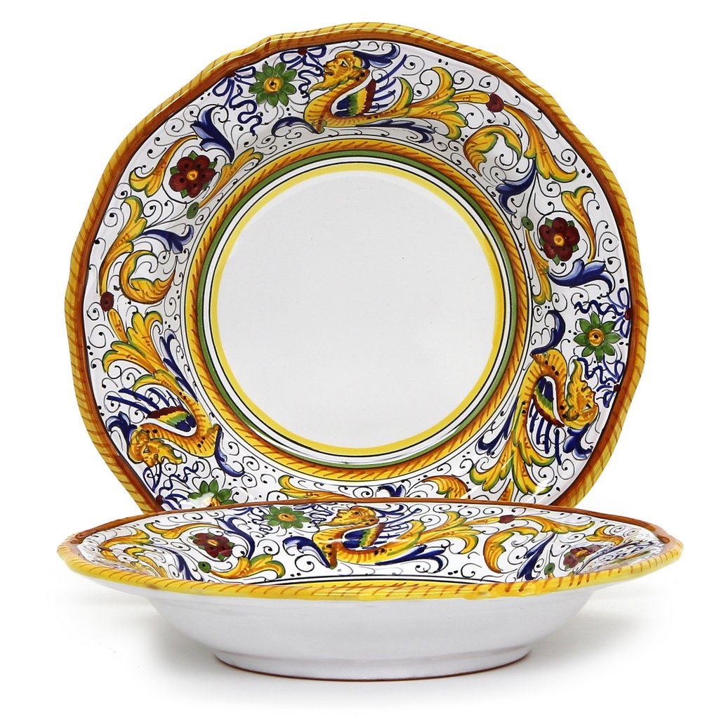 RAFFAELLESCO: Rim Pasta Soup Bowl - White Center - artisticaitalian.com