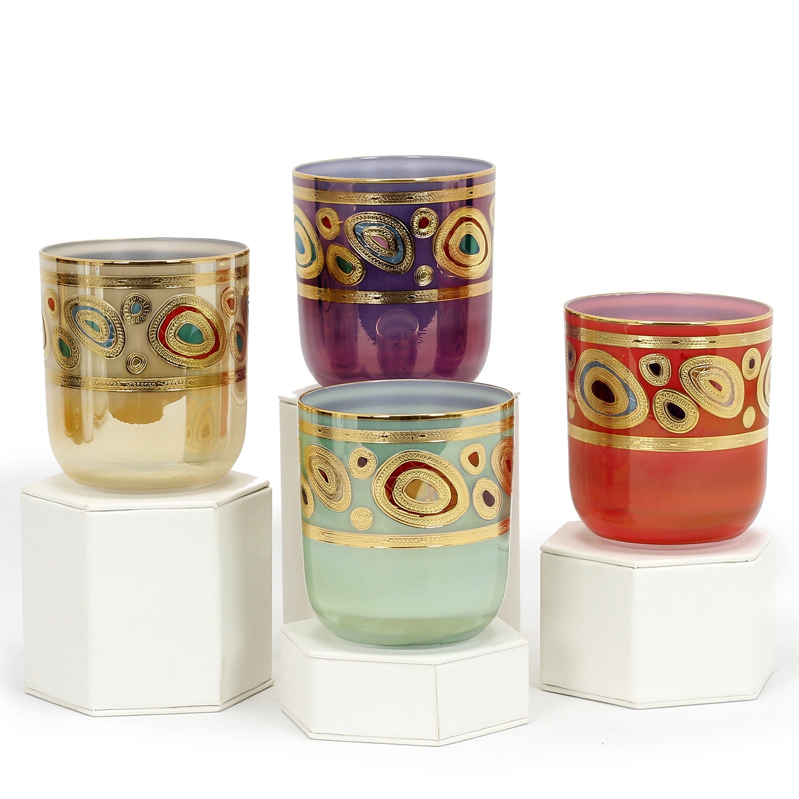 VIETRI: Regalia Water Glass Tumbler (Sold as Set of 4 pcs ~ 1 of each color) - artisticaitalian.com