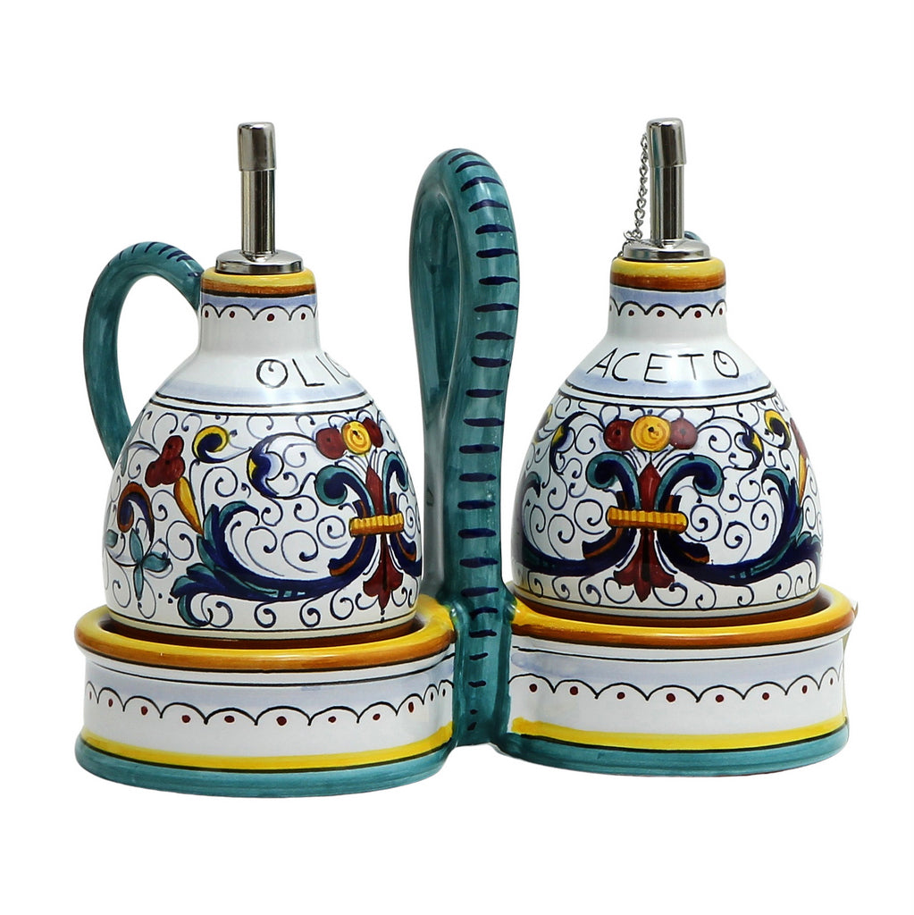 RICCO DERUTA DELUXE: Oil and Vinegar cruets set with caddy (NEW) - artisticaitalian.com