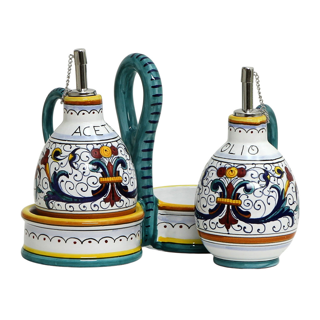 RICCO DERUTA DELUXE: Oil and Vinegar cruets set with caddy (NEW) - artisticaitalian.com