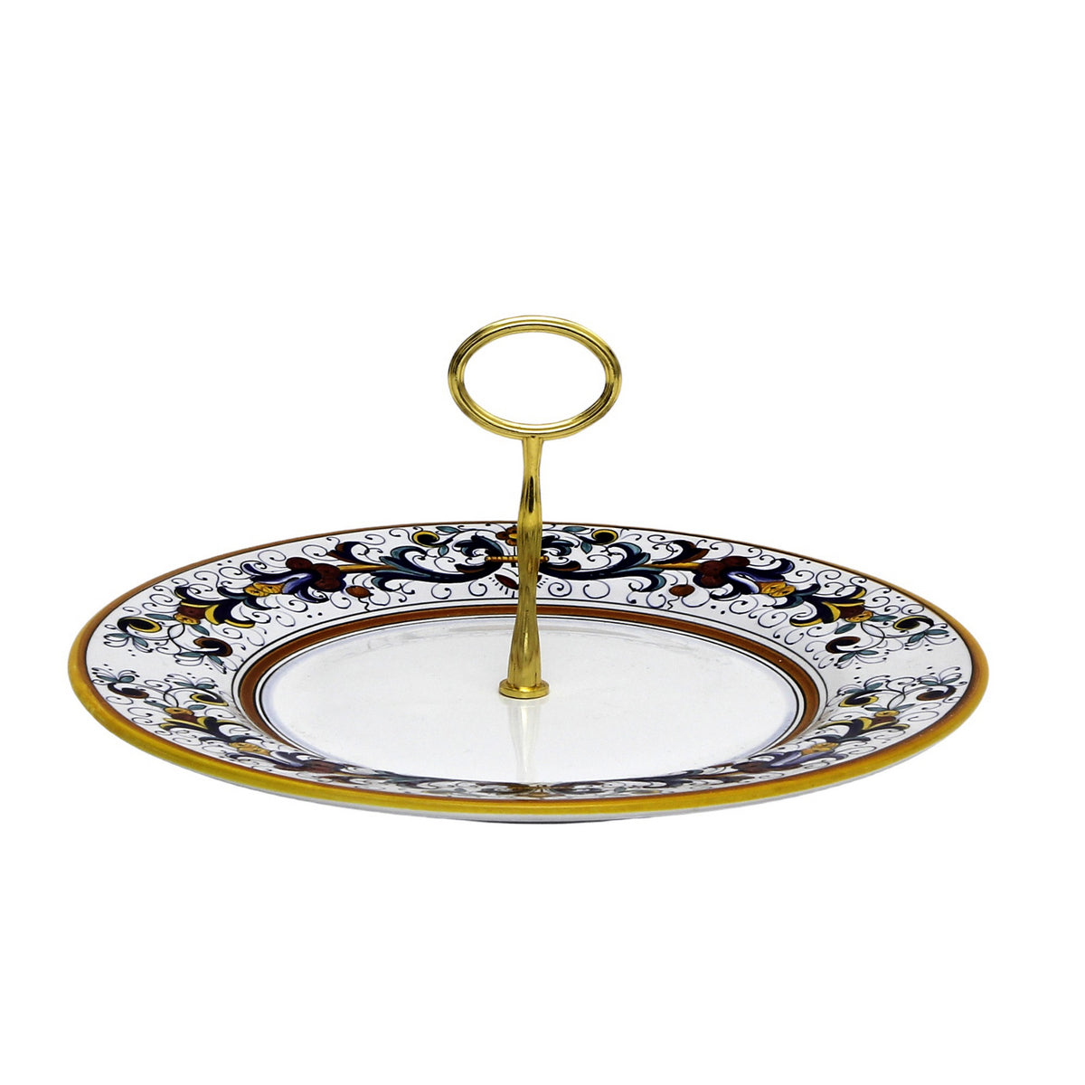 RICCO DERUTA DELUXE: Tid Bit Server Plate with Golden Handle - artisticaitalian.com