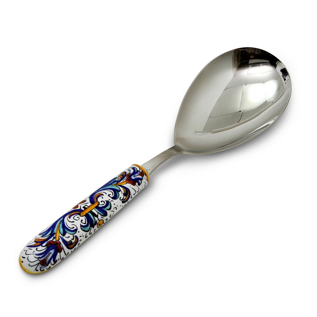 RICCO DERUTA DELUXE: Ceramic Handle Serving &#39;Risotto&#39; Spoon Ladle with 18/10 stainless steel cutlery. - artisticaitalian.com