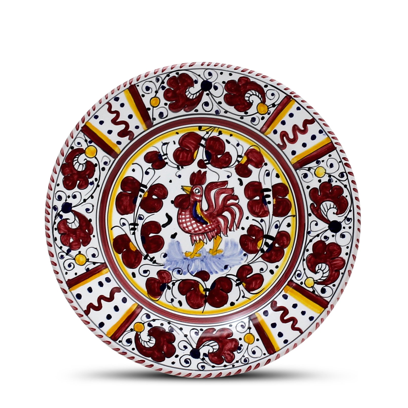 ORVIETO RED ROOSTER: 3 Pieces Dinnerware Place Setting - artisticaitalian.com