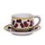 ORVIETO RED ROOSTER: Cup and Saucer [STRIPED RIM] - artisticaitalian.com