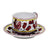 ORVIETO RED ROOSTER: Cup and Saucer [STRIPED RIM] - artisticaitalian.com