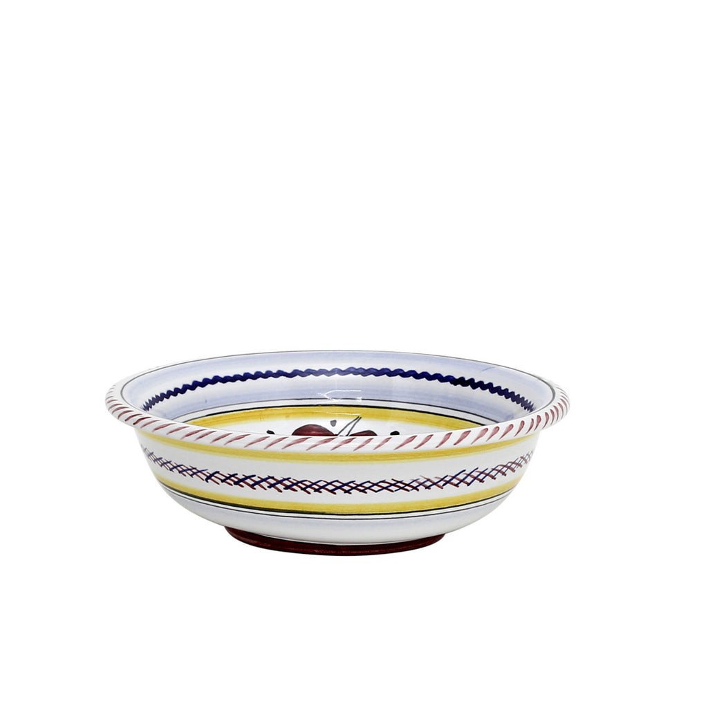 ORVIETO RED ROOSTER: Cereal Bowl [STRIPED RIM] - artisticaitalian.com