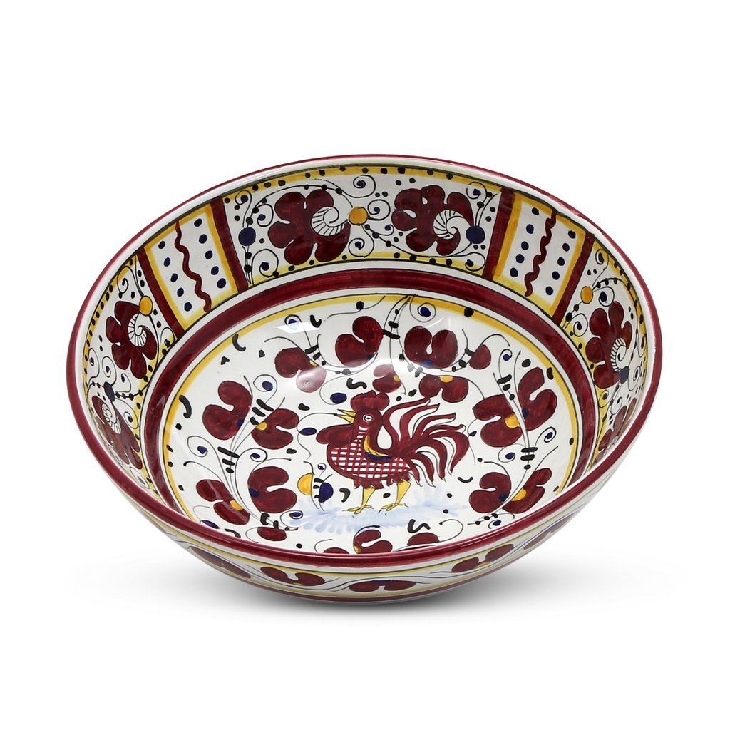 ORVIETO RED ROOSTER: Salad Bowl (Medium) [SOLID RIM] [R]