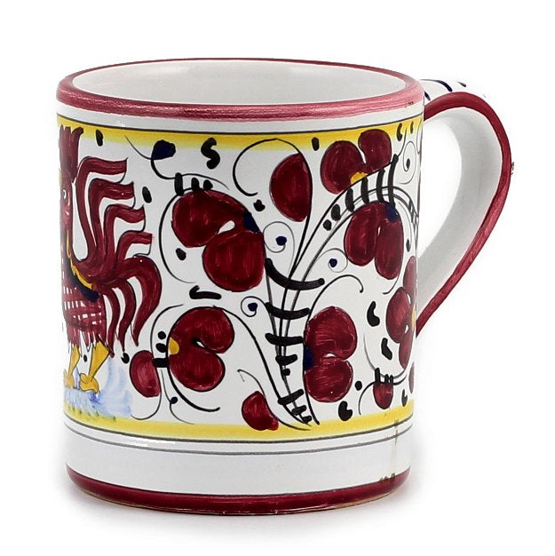 GIFT BOX: DeLuxe Glossy Red Gift Box with two Deruta Mugs and a Spoon Rest - artisticaitalian.com