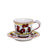 ORVIETO RED ROOSTER: Espresso cup and Saucer [STRIPED RIM] - artisticaitalian.com