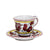 ORVIETO RED ROOSTER: Espresso cup and Saucer [STRIPED RIM] - artisticaitalian.com