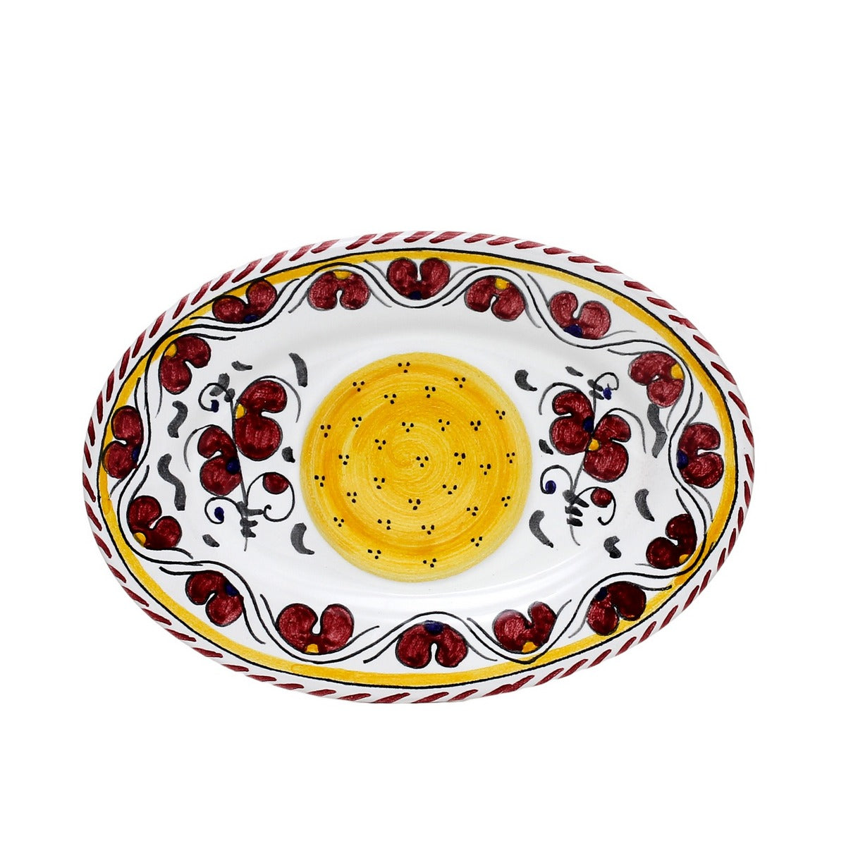 ORVIETO RED ROOSTER: Small Oval Plate - artisticaitalian.com