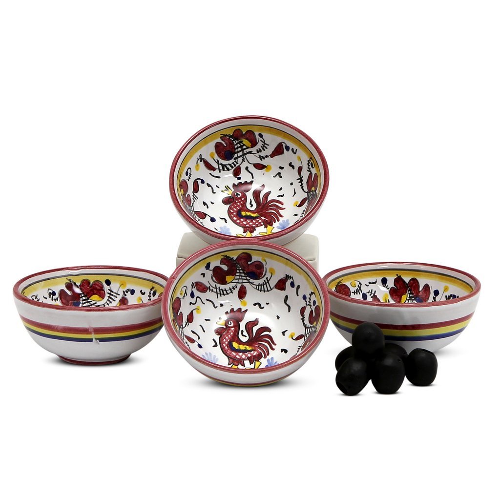 ORVIETO RED ROOSTER: Small Dipping Bowl/Condiment Bowl (1 Cup) - artisticaitalian.com