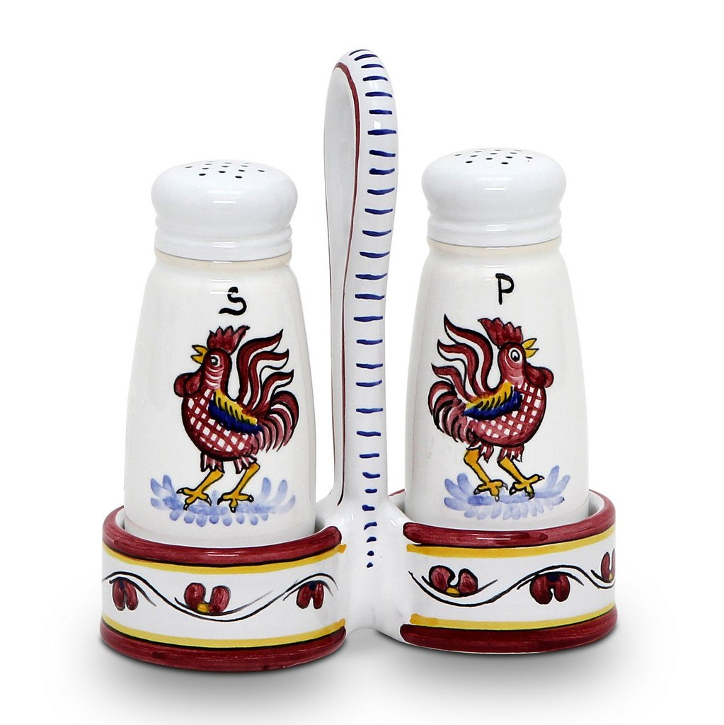 ORVIETO RED ROOSTER: Salt and Pepper Cruet [R] - artisticaitalian.com