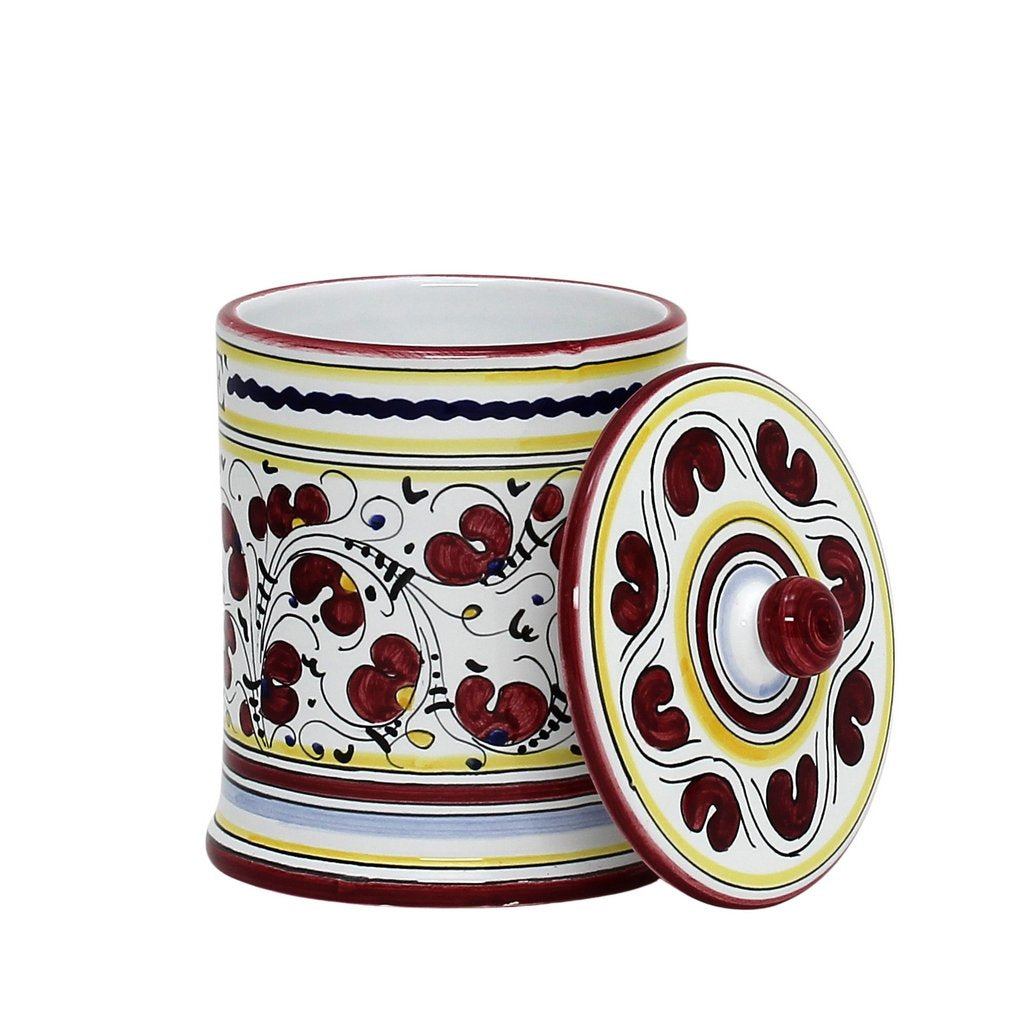 ORVIETO RED ROOSTER: Caffe' (Coffee) Container Canister - artisticaitalian.com