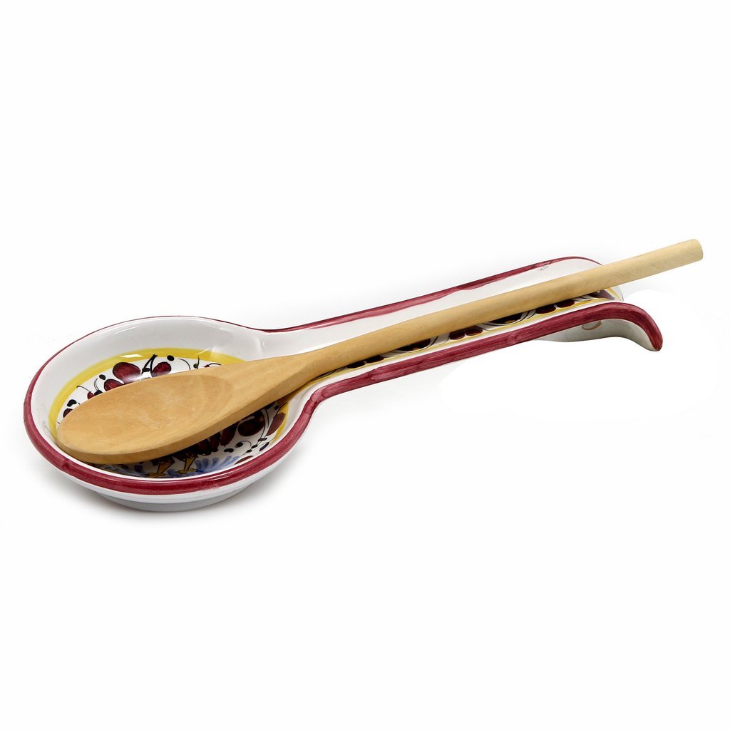 ORVIETO RED ROOSTER: Spoon Rest [SOLID RIM] [R] - artisticaitalian.com