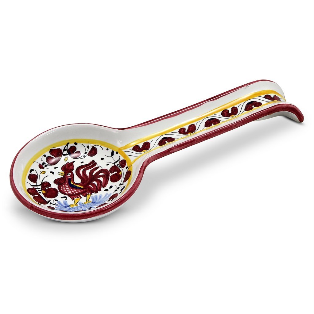 ORVIETO RED ROOSTER: Spoon Rest [SOLID RIM] [R] - artisticaitalian.com