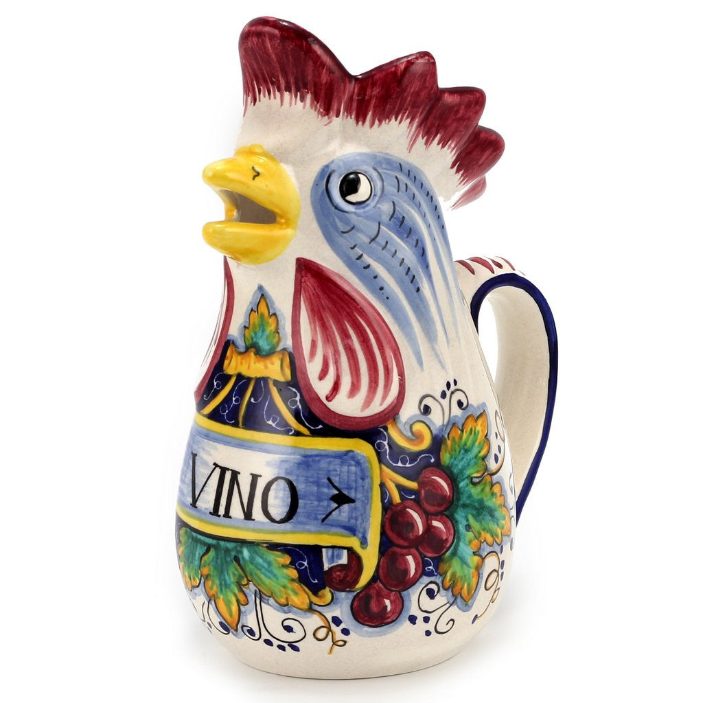 IN VINO VERITAS: Traditional Italian Rooster of Fortune Wine Pitcher (Large=1.5 Liter 50 Oz) - artisticaitalian.com