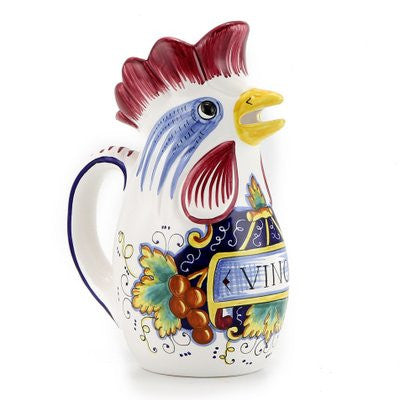 IN VINO VERITAS: Traditional Italian Rooster of Fortune Wine Pitcher (Large=1.5 Liter 50 Oz) - artisticaitalian.com