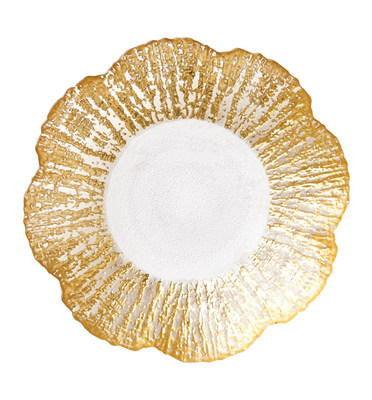 VIETRI: Rufolo Glass Gold Small Shallow Bowl - artisticaitalian.com