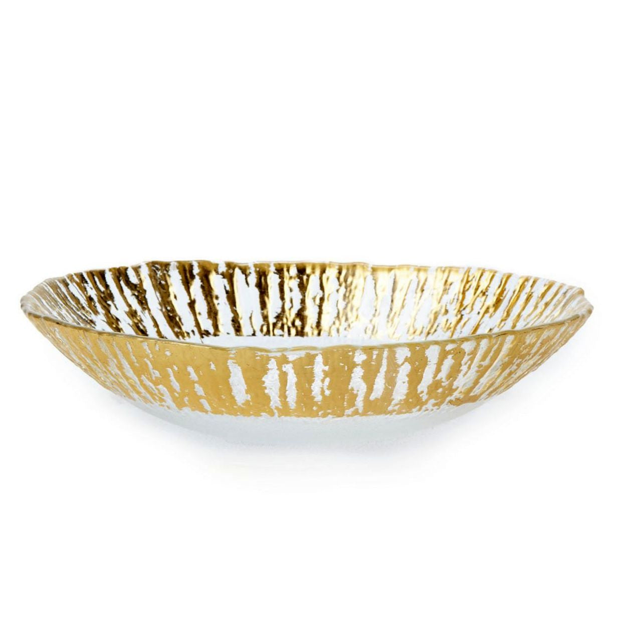 VIETRI: Rufolo Glass Gold Medium Oval Serving Bowl - artisticaitalian.com